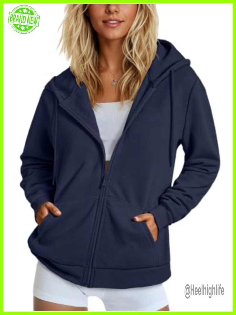 Womens Zip Up Hoodie Fleece Lined Long Sleeve Hooded Sweatshirt